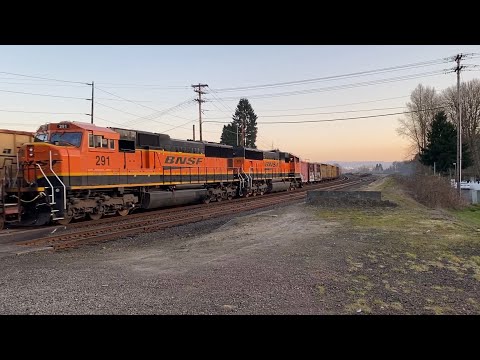 Two Freight Trains Meet at Cowlitz Garden Lane Crossing