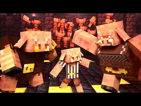 Villager Vs Pillager Part 21 [Piglin Fighting Pit] Minecraft Animation