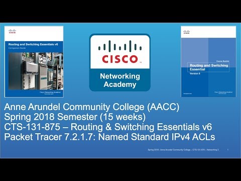 AACC - CTS-131 - CCNA R&S - Spring 2018 - PT 7.2.1.7 Named Standard IPv4 ACLs - Week #11