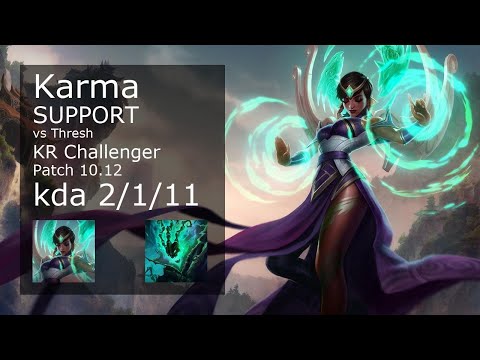 Karma Support & Ezreal vs Thresh & Ashe - KR Challenger 2/1/11 Patch 10.12 // [롤] 카르마 vs 쓰레쉬 서폿