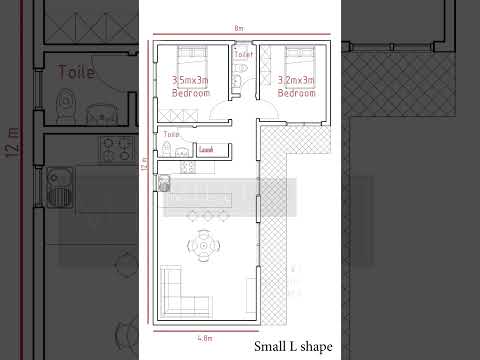 Small L shaped house | Floor plan
