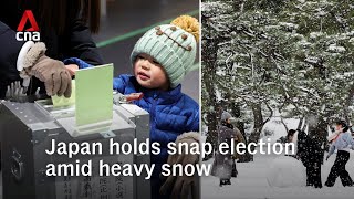 Japan votes in snap election amid record snowfall in parts of the country, unusual snow in Tokyo