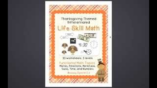 Math Life Skills Product Preview - Thanksgiving Themed