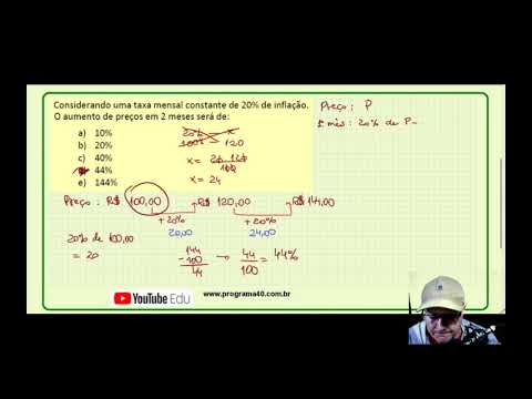 Porcentagem de aumento após dois aumentos sucessivos de 20%