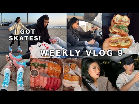 Weekly Vlog 9: I GOT ROLLER SKATES!! Tesla Model Y Update, Best Burger in LA