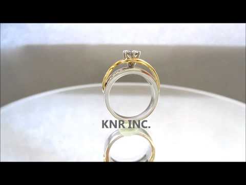 14K WHITE AND YELLOW GOLD ROUND CUT DIAMOND ENGAGEMENT RING 1.45CTW - KNR INC - 405