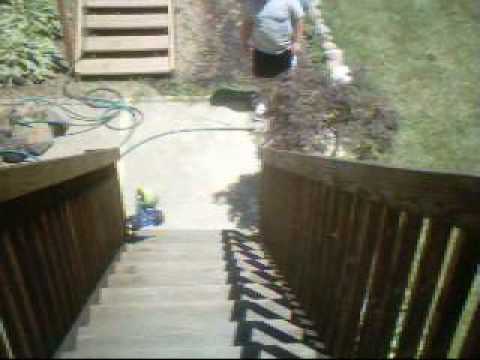 Driving an RC car down stairs