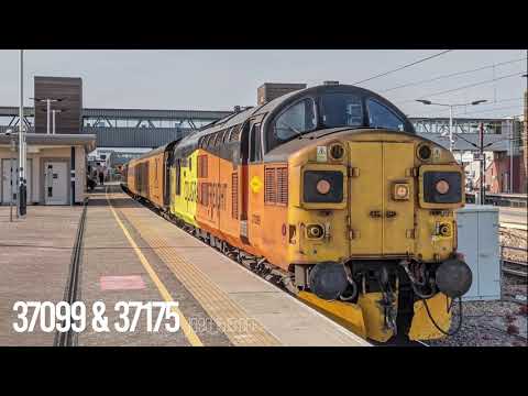 4K Colas 37099 & 37175 power out of Peterborough with 1Q90 - 26/04/21