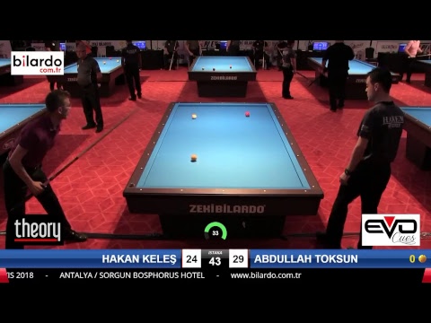 HAKAN KELEŞ & ABDULLAH TOKSUN Bilardo Maçı - 2018 ERKEKLER 2.ETAP-2.Ön Eleme