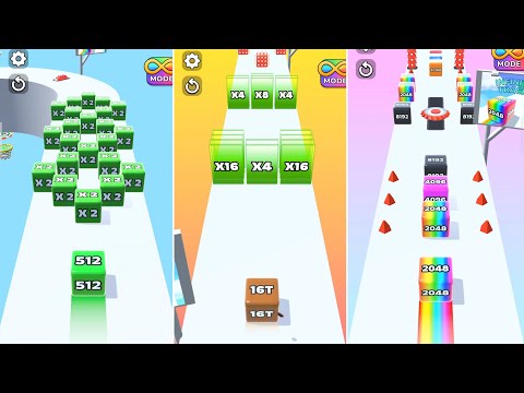Jelly Run 2048 ULTIMATE Gameplay | 3 Shape Play Showdown! | 32M vs 512Q vs 32B