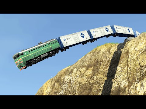 Trains vs Cliff – BeamNG.Drive