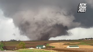 WATCH: Monster tornado strikes down in Iowa