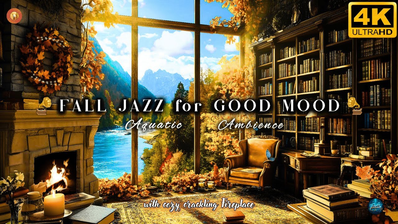 Jazz Instrumental & Cozy Fireplace for Good Mood Boost 🍂 Study, Work & Relax in an Autumn Ambience 🎷