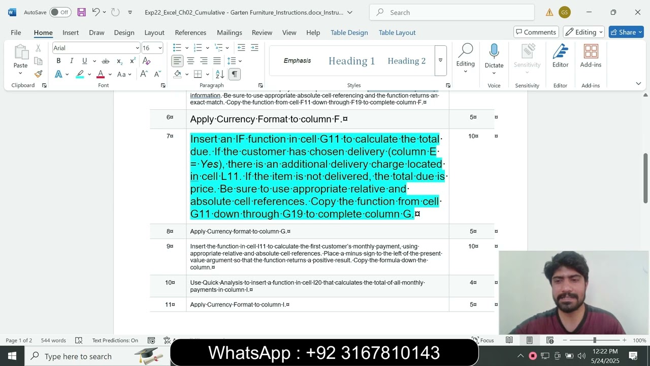 Exp22_Excel_Ch02_Cumulative - Garten Furniture | Excel Chapter 2 Cumulative - Furniture Sales |Excel