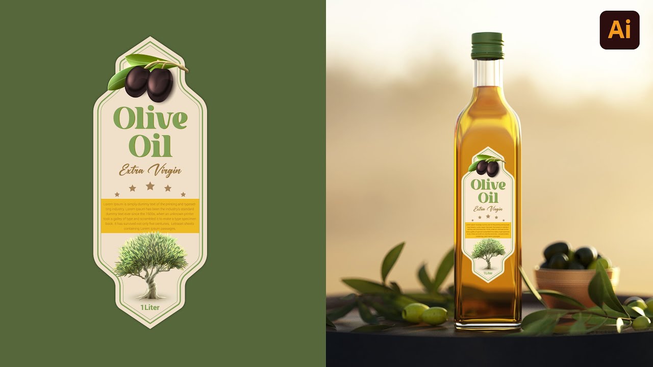 Olive Oil Label Design in illustrator (Packaging Design) graphllly 93