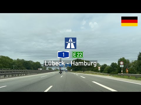 [4KHDR] Driving in Germany: Autobahn A1 E22 from Lübeck to Hamburg - No Music