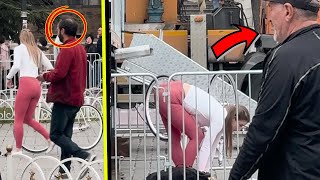 Viola Brand's Pre-Show Warm-Up Stretching : REACTIONS from Passersby