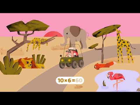 6-os szorzótábla - Szavanna - Állati szorzótábla - Hat - ÚJ