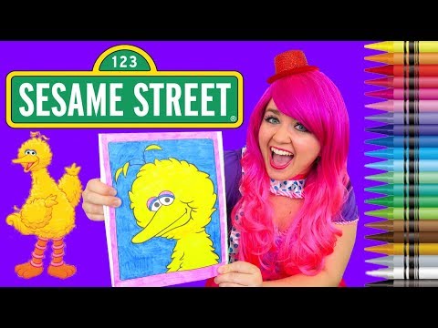 Coloring Big Bird Sesame Street Coloring Book Page Crayola Crayons | KiMMi THE CLOWN Video