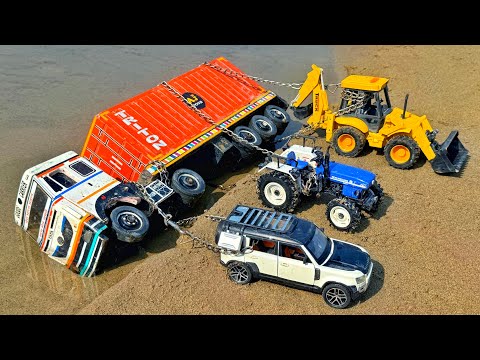 BharatBenz Tata Dumper Truck Accident Pulling Out Car Tractor Jcb | Jcb Cartoon | Tractor Cartoon