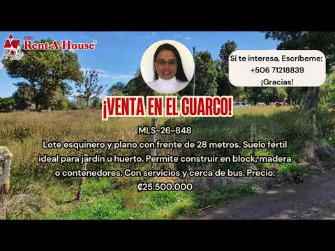 Venta El Guarco Lote Esquinero en San Isidro (La Cima de Dota)
