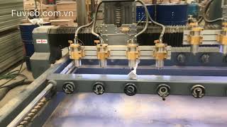 Test máy CNC điêu khắc tượng 8 đầu, Máy CNC đục tượng