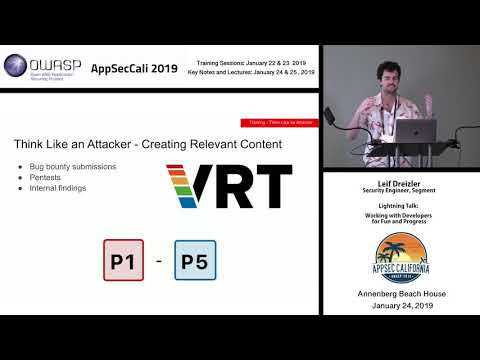 AppSecCali 2019 Lightning Talk - Working with Developers for Fun and Progress - Leif Dreizler