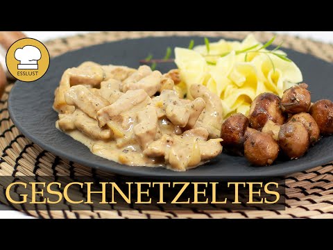 GESCHNETZELTES in sahniger KÄSESAUCE