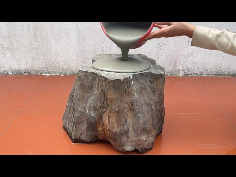 Tree Stump Table . How To Make A Tree Stump Table And Flower Pots  At Home .