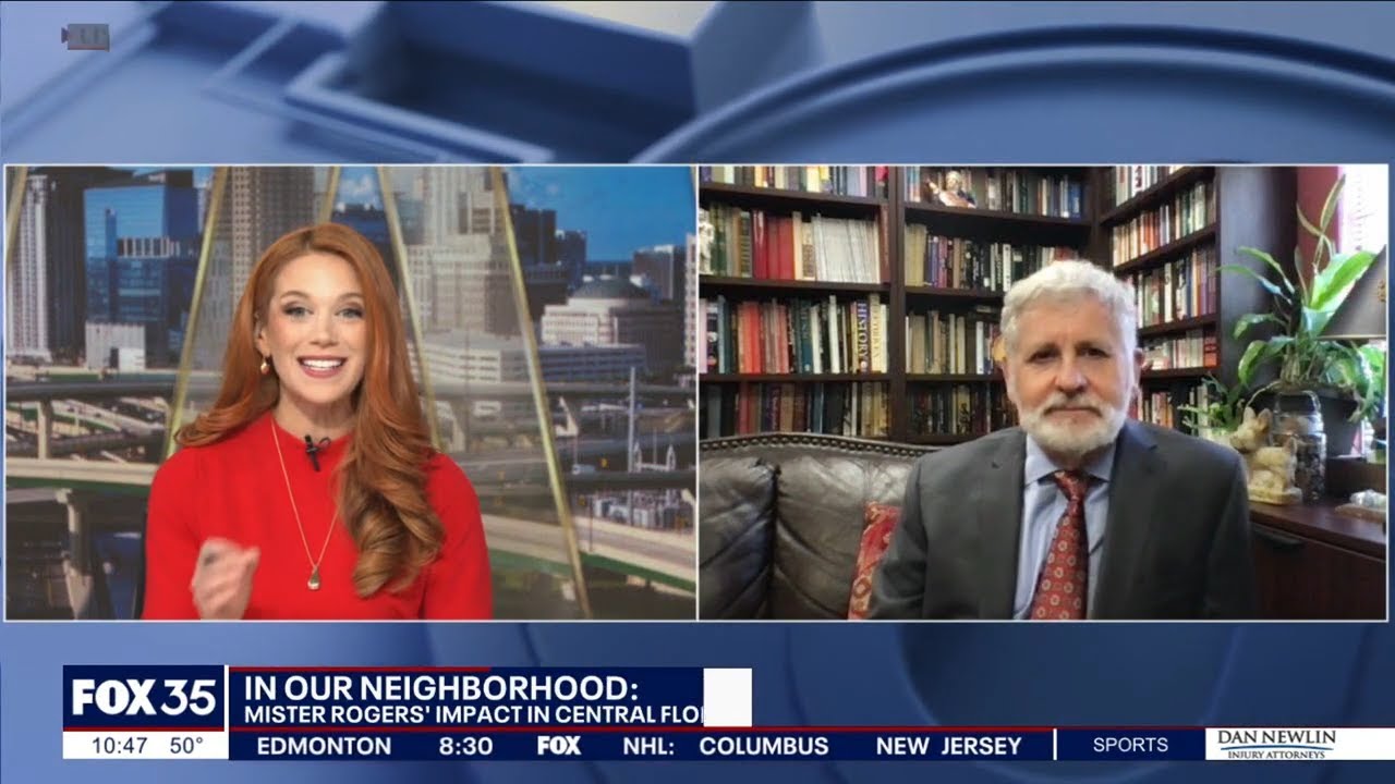 split screen John Sinclair professor of music and anchor Stephanie Rivas