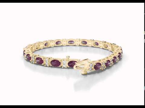 Yellow Gold Diamond & Ruby Bracelet   YGold D Ruby Bracelet 1026