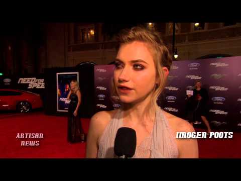 AARON PAUL, IMOGEN POOTS AT NEED FOR SPEED PREMIERE, CGI NOT WELCOME FOR CAR STUNTS