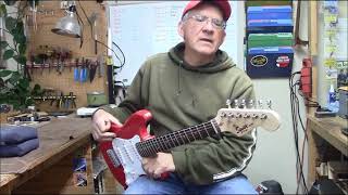 Video thumbnail for Squier Mini Strat and guitar setup tips by Kimsey Lutherie