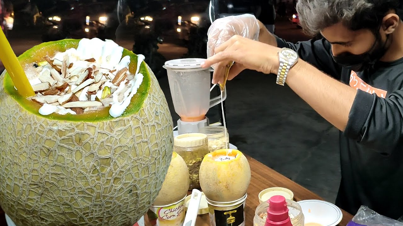 Refreshing Muskmelon Juice | Indian Style Healthy Smoothie Muskmelon Milkshake | Summer Street Drink