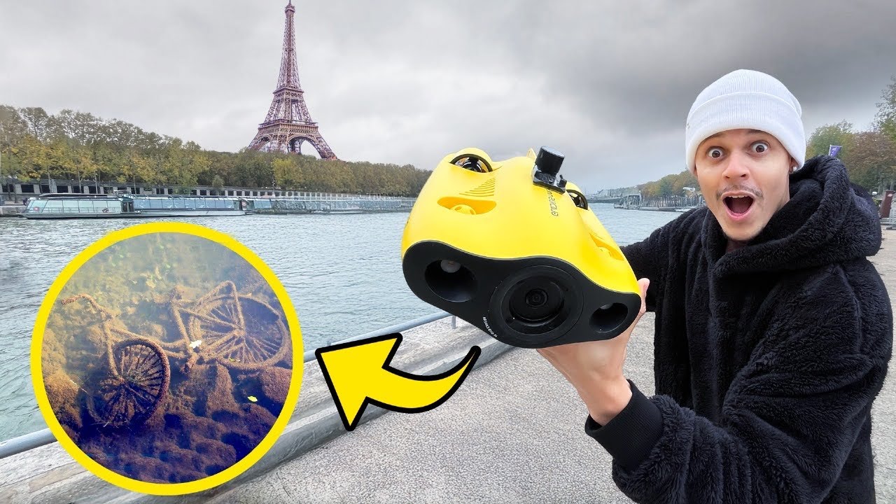 Tem MUITAS BICICLETAS no FUNDO do rio SENA(Drone Subaquático)