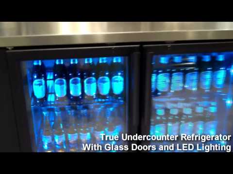 True Undercounter Refrigerator With Glass Doors and LED Lighting