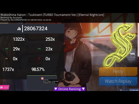 [7.48⭐] 539pp Wakeshima Kanon - Tsukinami (TURBO Tournament Ver.) [Eternal Nightcore] FC (if ranked)