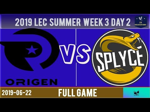 OG vs SPY Full Game  LEC Summer 2019 Week 3 Day 2 | Origen vs Splyce
