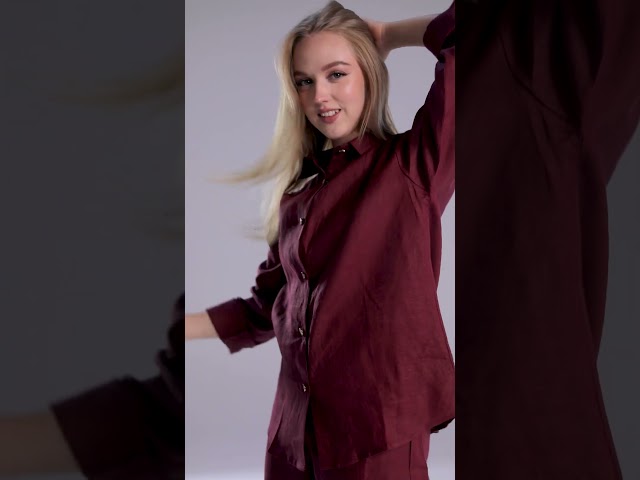 قميص برغندي نسائي صيفي كتان