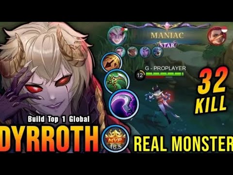 32 Kills + MANIAC!! MVP 16.5 Points Dyrroth The Real Monster!! MLBB~ @MobileLegends5v5MOBA