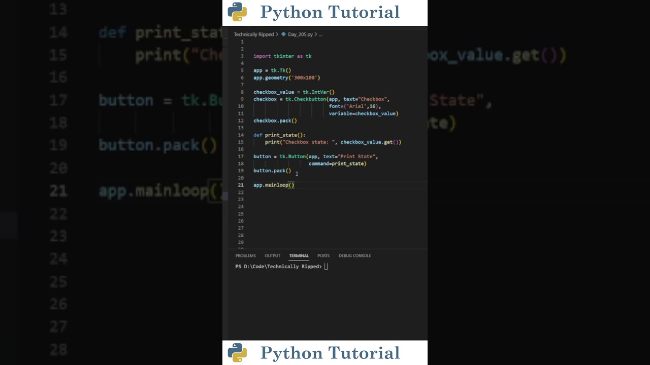 Getting State Of Checkbox In Tkinter | Python Tutorial