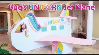 Bug&#39;s UNICORN Barbie Airplane Boxfort / Airport Pretend Play