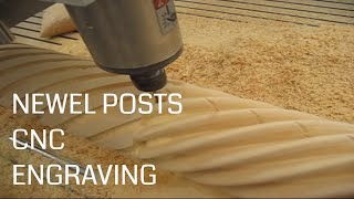 Woodworking CNC Router Engrave Twisted Newel Posts