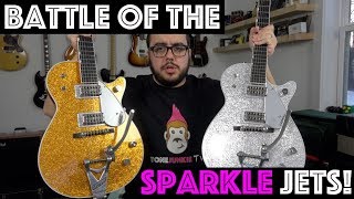 Video thumbnail for Battle of the Gretsch Sparkle Jets! Gold vs. Silver! by ToneJunkie TV
