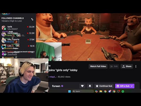 xQc Reacts to Forsen Joining a "Girls Only" Lobby