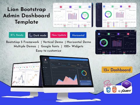 Responsive Bootstrap 5 Admin Template with UI Framework – Lion