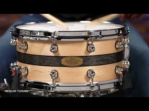 Pearl Music City Custom Craftsman Select Solid Maple Snare Drum - 6.5 inches x 14 inches  Natural with Bourbon Barrel In image 11