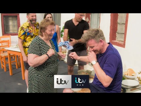 Gordon is left Flustered After A Greek Grandma Criticises His Food | Gordon, Gino & Fred Go Greek