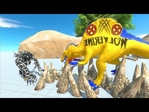 WOLVERINE SPINO GOLD vs SPIDERMAN SCOURGE BLACK DEATH RUN - Animal Revolt Battle Simulator