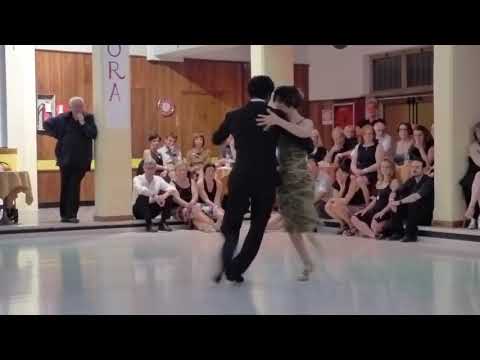  Yailet Suarez  and  Julio Alvarez  are  dancing  to  the  tango  "  A La Gran Muneca  "  by  Rodolfo Biagi  at  Salonissimo Savona Tango Festival  in  2018